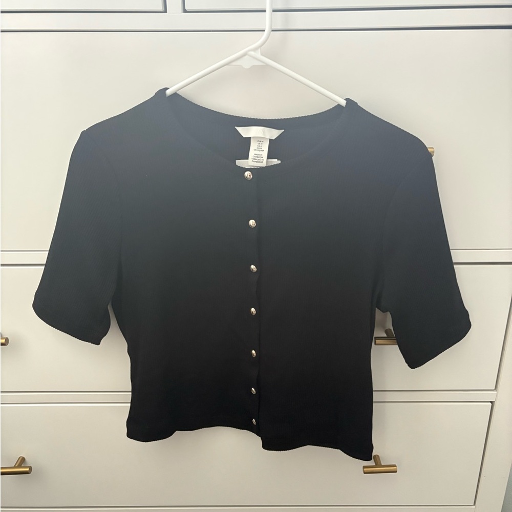 H&M Black Button-Down Women's Shirt